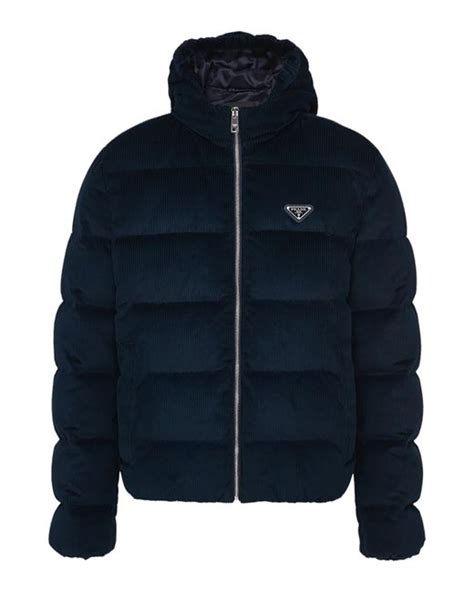 prada corduroy jacket|Corduroy down jacket in blue .